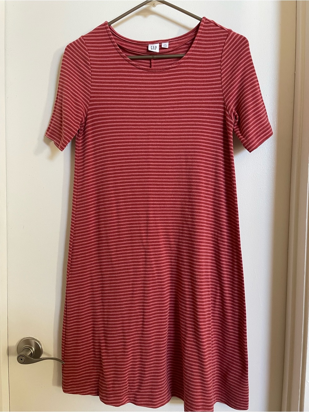 GAP red/pink striped knit dress XS petite